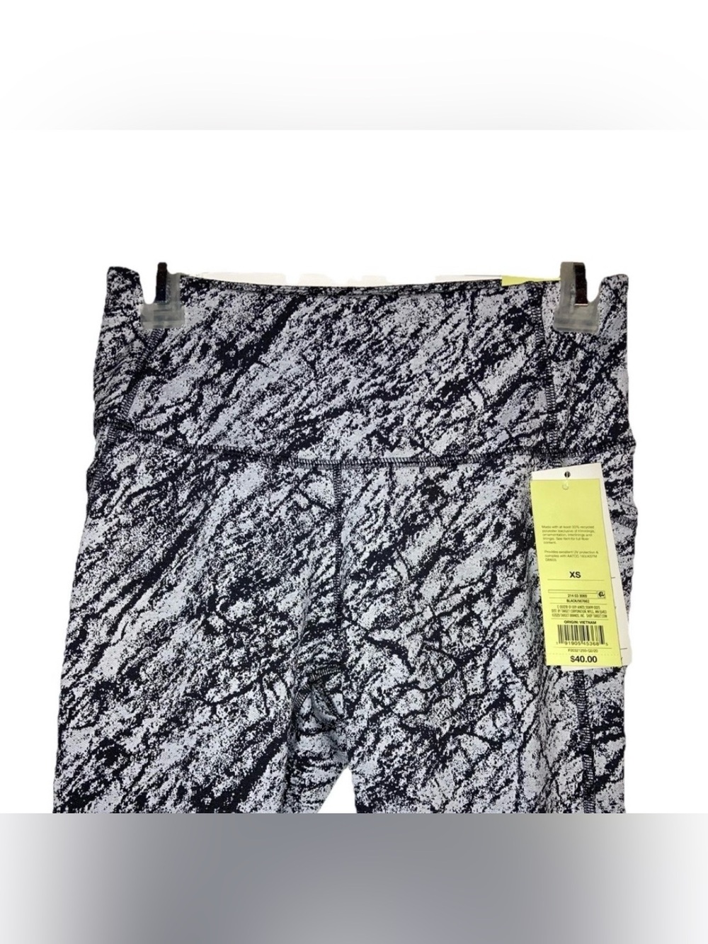 Womens Black & White High Waisted Marble Print Activewear Yoga Workout Leggings - Picture 3 of 7